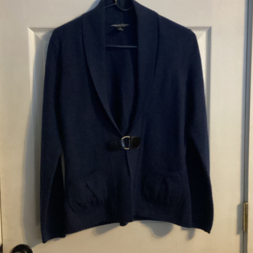 Navy Blue Cardigan with Buckle